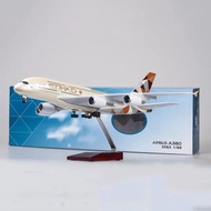 Etihad Airbus A380 aircraft model with wheels size 47cm no led MB47100