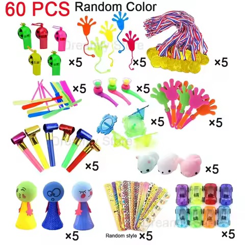 60 Pcs Kids Party Favor Toys, Kids Assortment, Giveaway Pinata Stuffed Bulk Toys, Birthday Party