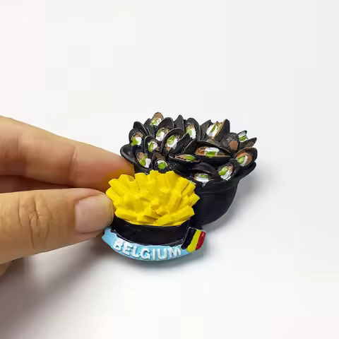 Belgium Unique Creative Food Mussels with French Fries Magnetic Fridge Magnets Travel Souvenirs High