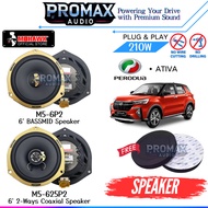 PERODUA ATIVA | MOHAWK M5 GOLD Series 210W Plug & Play MIDBASS And 2-Way Coaxial Speaker (6")