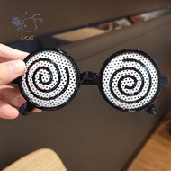 [QOE] New Cosplay Glasses Vertigo Pattern Funny Decorative Glasses Anime Dizzy Eyeglasses Birthday P
