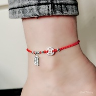 Anklet 999 Abacus Braided Copper Coin Gift Transfer Beads Red String Handmade Anklet Girls Handmade 