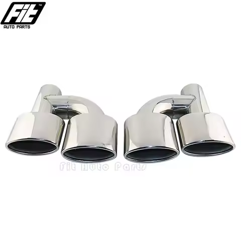 2PCS Car Exhaust Pipe Throat Tailpipes H Style Stainless Steel Dual Exhaust Tips for W212 C63 with l