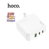 Củ sạc nhanh PD65W Hoco C115 2 cổng Type-C 1 cổng USB chân dẹt gấp gọn