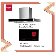 Teka DSX90 Hood with Double Turbine Filters (1350m3/h) + Hob HIC 7322 S Combi Induction + Ceramic hob with Ducting  Set