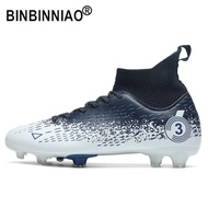 2 BINBINNIAO Size 31-48 Professional Football Shoes Men Kids Boys Original Soccer Shoes Sneakers Cleats Futsal Football Boots