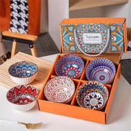 Bohemian Rice Bowl Porcelain Bowl Ceramic Bowl Mangkuk Keramik Soup Bowl Doorgift Wedding Gift set D
