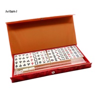 [LV] Portable Travel Mahjong Game Mini Mahjong for Family Gatherings Portable Mini Mahjong Game Set Classic Chinese Mahjong for Travel Parties Lightweight Compact for Home