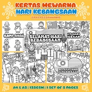 Set Coloring Paperas | National Day Independence Day/ | Independent DAY | | 5 Pages A4 and A3