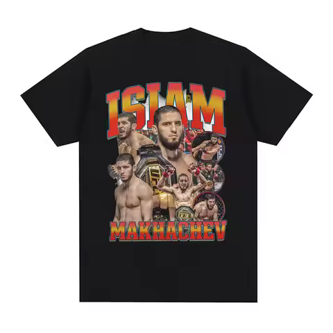 Islam Makhachev High Quality Retro Classic T Shirt Men's Clothing 100% Cotton Short Sleeve T-shirts 