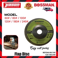BOSSMAN BEFD60/80/100/120/180/240 4" x 16MM Flap Disc (Easy-Cut Series)