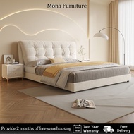 Velvet Bed, Soft Pack Bed, Multifunctional Storage Bed Super Single Size Bed Frame Queen Size Bed Fr