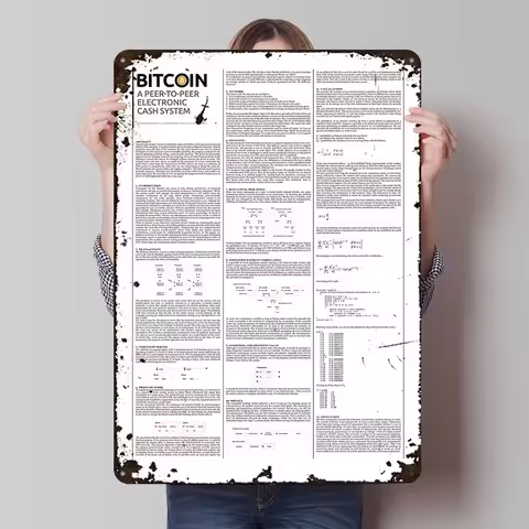 Bitcoin Whitepaper Metal Poster Tin Signs Wall Art Wand Deko Custom Metal Sign for Home Decoration R