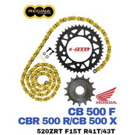 REGINA Sprocket Set CB500F CBR500 R CB500X CB500 13-19 Rantai Spoket ZRING 520 ZRT Ring Gold Chain S