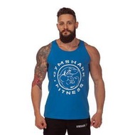 Gym Shark Light Blue Wording White Gym Sports Singlet Baju Gym