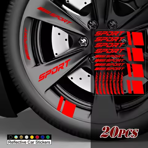 20Pcs SPORT Hash Mark Wheel Vinyl Stickers, Waterproof Racing Decals For Car Wheels