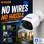 GXM W3 Pro 2K 4MP Wireless Security Camera CCTV | Battery Powered | IP66 Waterproof | Baby Monitor R