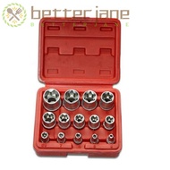 BETTER-JANE 14PCS/Set Hexagon Socket Nut Socket, External Hex With Storage Box Wrench Head Star Sock