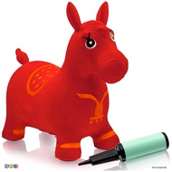 Brand New iPlay, iLearn Unicorn Bouncy Horse Ride On Hopping Animal Inflatable Hopper(with Pump) RED