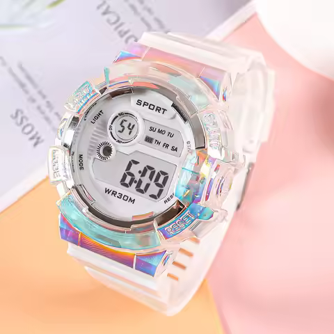 Student watch, Macaron gradual change color colorful luminous outdoor multi-functional sports electr