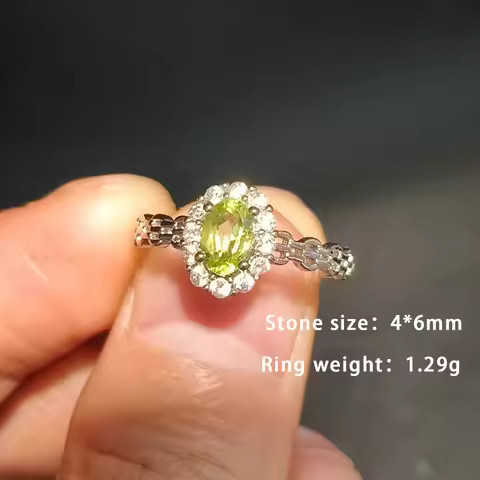 100% natural peridot ring, women's style, adjustable style, suitable for wearing at parties, copper-