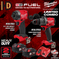 Milwaukee M18 2 IN 1 Limited Drill Driver Combo Set Package / M18 FPD3 + M18 FID3 / Impact Drill + Impact Drill