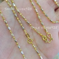 P15 Avocado Necklace 2mm. 92.5% Pure Silver Italy Plated With 2 Kings (WG+G) 925 Silver Necklace