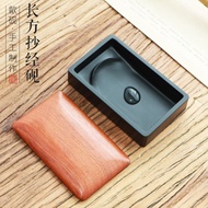 Rectangular Inkstone Natural Rough Stone With Wooden Cover Non-Drying Ink Ink Ink Ink Ink Ink Ink In
