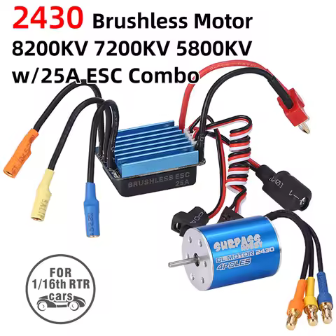 Surpass Hobby 2430 8200KV 7200KV 5800KV Motor& 25A Brushless ESC for 1/18 1/16 HSP Redcat Traxxas HP