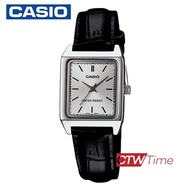 Casio Standard นาฬิกาข้อมือผู้หญิง สายหนัง รุ่น LTP-V007L-7E1UDF (หน้าเงิน/ขาว)