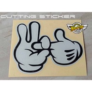 CUTTING HAND STICKER MOTORCYCLE STICKER/ VIRAL STICKER