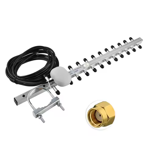 Superbat 16dbi 2.4GHz Booster Wireless-G Yagi Wifi Antenna RP-SMA Male 5M Cable Long Range Extension
