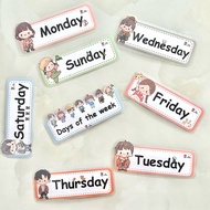 Days of the week themed Flashcard set (Days of the week) - 8 cards - cardboard + plastic lamination