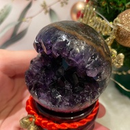 Prosperity Peach Blossom Red Agate Edge ️ Uruguay Open Smile Amethyst Cave No. 26 218g Colorful Keeping Money Preventing Villains Natural Purple Black Emperor