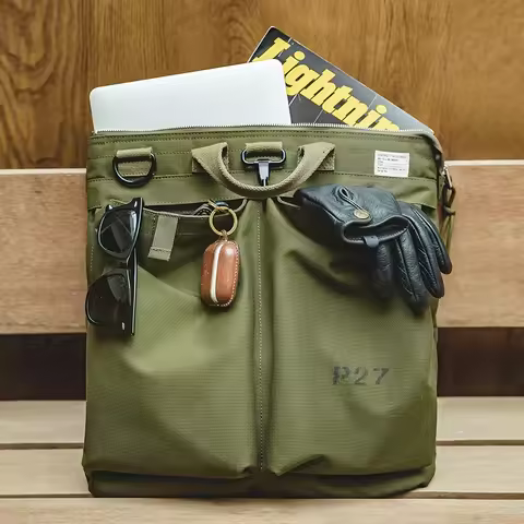 U.S. Military Jumbo Helmet Handbag Men Bag Vintage Jet fighter pilot Nylon backpack Waterproof Lapto