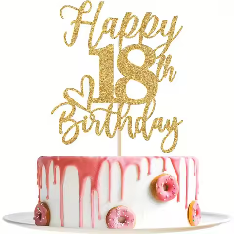 1 pc Happy 18th Birthday Cake Topper, Cheers to 18 Years Cake Decor, Funny 18th Birthday Decorations