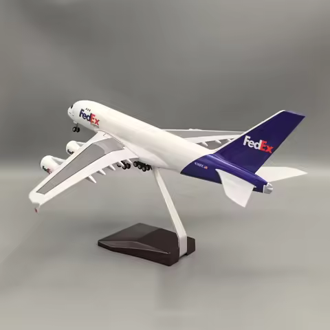 New 36/47CM 1/200 Scale A380 FedEx Cargo Aircraft Airlines Resin Die-Cast Airplane With Wheel Landin