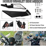 Horus Winglet Side Mirror 28cm Large Full Alloy Adjustable Mirror Mount Walang Grado Clear Lens Moto