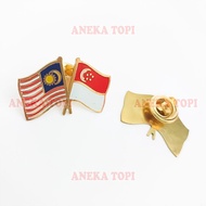 Cross Flag Pin Singapore Malaysia Cross Flag Malaysia Singapore Friendship Flag Pin - Various Hats