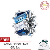 BAMOER 925เงินสเตอร์ลิงซี Elves ชุดสีฟ้าจี้เครื่องรางทรงสี่เหลี่ยมสำหรับสร้อยข้อมือกำไลข้อมือทำเครื่