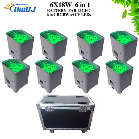 8Pcs/lot Par Light 6x18W 6in1 RGBAW+UV Battery Lighting For DJ Disco Wedding Christmas Lights Audien