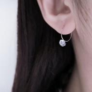 925純銀 小巧赫基蒙水晶 閃靈鑽 細緻圈圈 耳環 或 耳夾 一對