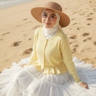 Ruffled Ribbon Cardigan / Knitted Cardigan YELLOW BUTTER Cardigan Cardigan Woman