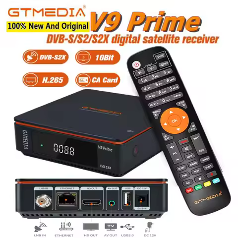 [Genuine] GTMEDIA V9 Prime DVB-S/S2/S2X Satellite Receiver 1080P H.265 Built-in WiFi Support M3U/CS/