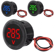 มิเตอร์วัดแรงดันไฟฟ้า 4-100V ที่มีจอแสดงผลดิจิทัลเป็นรูปวงกลม สายไฟ 2 เส้น มิเตอร์วัดแรงดันไฟฟ้ารถยน