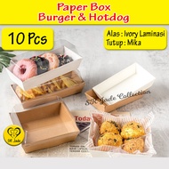 [10 pcs] Paper Box Burger Box Hotdog Box Mika 10x10 11x12 7x17 Cake Case Sandwich Bread Salad Box Mi