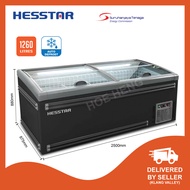 Hesstar HDF-NF1260 2 Door Auto Defrost Display Island Freezer Peti Sejuk Beku 1260L (Dark Grey)自动除霜玻