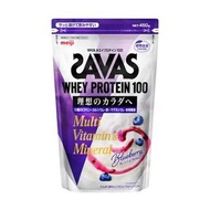 (訂購) 日本製造 明治 SAVAS Whey Protein 100 蛋白粉 藍莓乳酪味 450g 多種維他命&礦物質