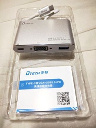 Type-C PD+VGA+USB3.0 手機/手提電腦視頻影像擴充器