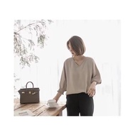 v-Neck Doll Sleeve Chiffon Shirt 1523 Beautiful Flower Bloom Fluffy Cuffs Very Korean Style Temperam